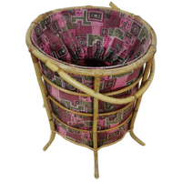 Vintage Wasmand, Opbergmand Prullenbak Van Bamboe