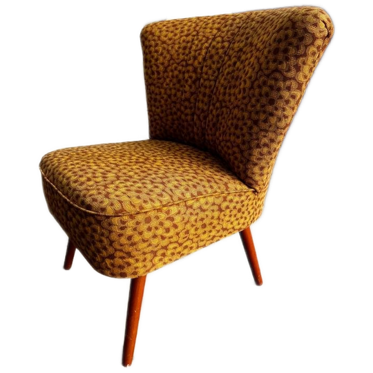 Vintage Okergele /oranje Cocktail Stoel / Eenzit / Clubzetel 1
