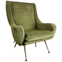 Vintage Mosgroene Fauteuil / Eenzit / Clubzetel