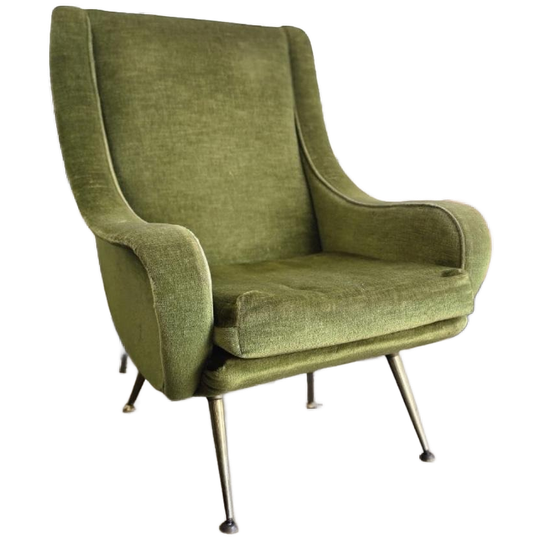 Vintage Mosgroene Fauteuil / Eenzit / Clubzetel 1