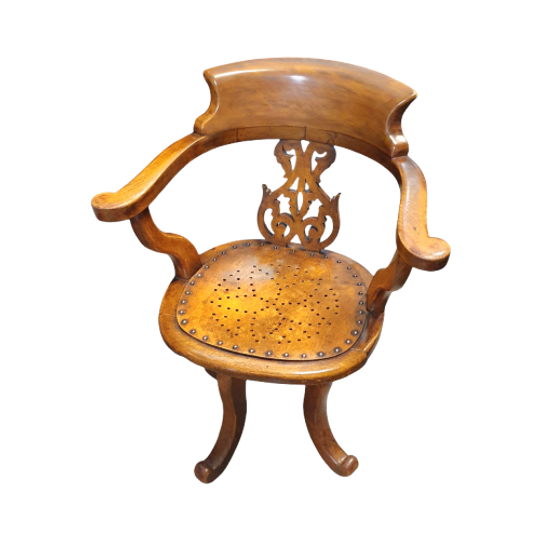 Victorian Swivel Walnut Armchair, England, Late 19th Century 1