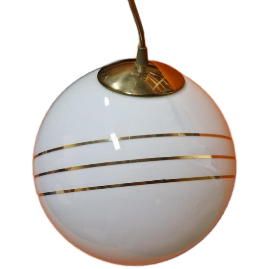 Grote Vintage Bollamp Hanglamp Glazen Bol Jaren 70 Jaren 80 1