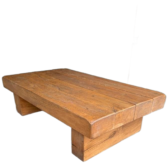 Brutalist Wabi Sabi Salontafel, Massief Eiken 1
