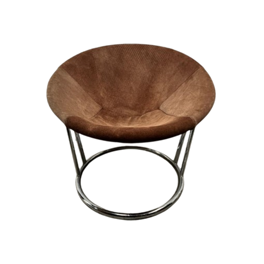 4x Midcentury Design Ballon Chair - Chroom, Suede Space Age 1