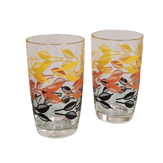 Retro Limonade Glazen Bruin/geel/oranje (set Van 4) 1