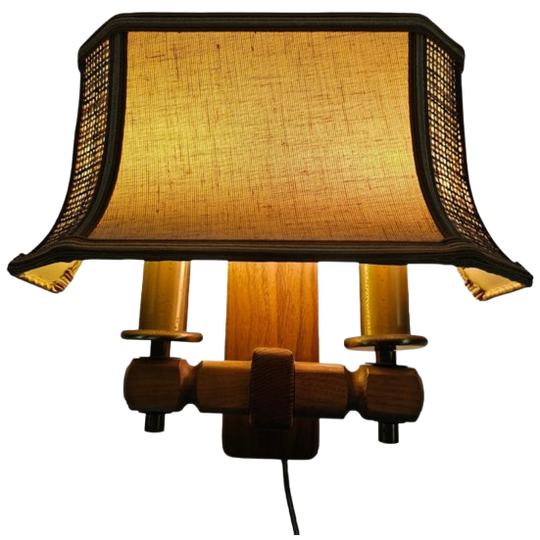 Herda Holland - Trekpendel Wandlamp - Hout - Messing - 70's 1