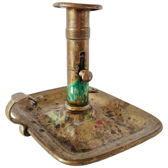 Oude Vintage Blaker Koperen Schuif Kandelaar 1