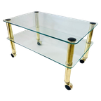 Lage Glazen Kleine Salontafel Glas Gouden Hollywood Regency thumbnail 1