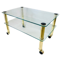 Lage Glazen Kleine Salontafel Glas Gouden Hollywood Regency