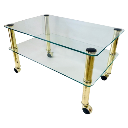 Lage Glazen Kleine Salontafel Glas Gouden Hollywood Regency 1