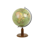 Vintage Wereldbol Globe Met Kompas Op Eiken Basis Jaren 40 thumbnail 1