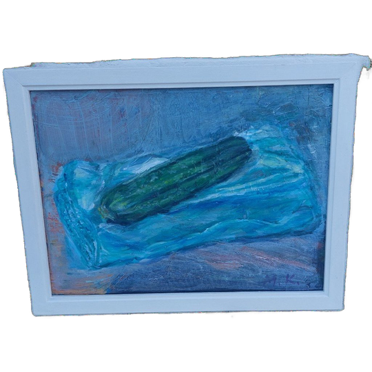 Origineel Acrylschilderij Op Canvas Met Ophangsysteem.blauw, Groen Schilderij 1