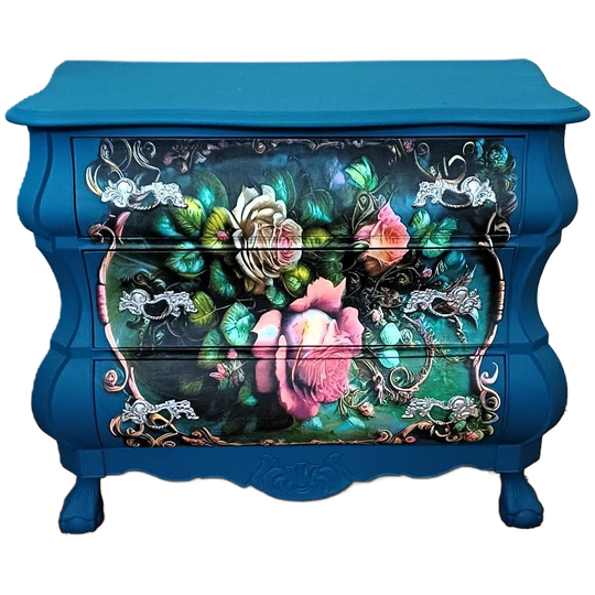 Petrolblauwe Buikkast Xxl - Rozen 1