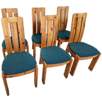 Set Van 6 Deense Grenen Eetkamerstoelen, Jaren 70