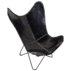 Zwarte Leer Vliender Fauteuil Stoel thumbnail 1
