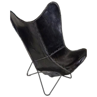 Zwarte Leer Vliender Fauteuil Stoel