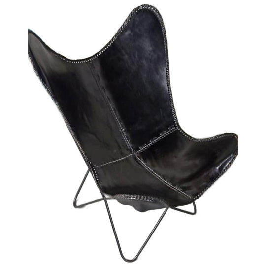 Zwarte Leer Vliender Fauteuil Stoel 1