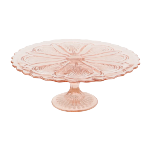 Art Deco Roze Taartschaal Gebak Schaal Depression Glass 28Cm