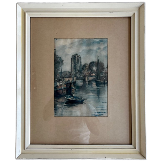 Aquarel Van Van Der Walle Kerktoren Oldenhove Leeuwarden 1