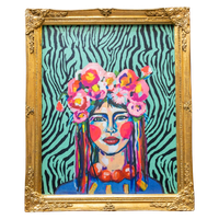 Restyled Lijst Met Vrolijke Vrouw