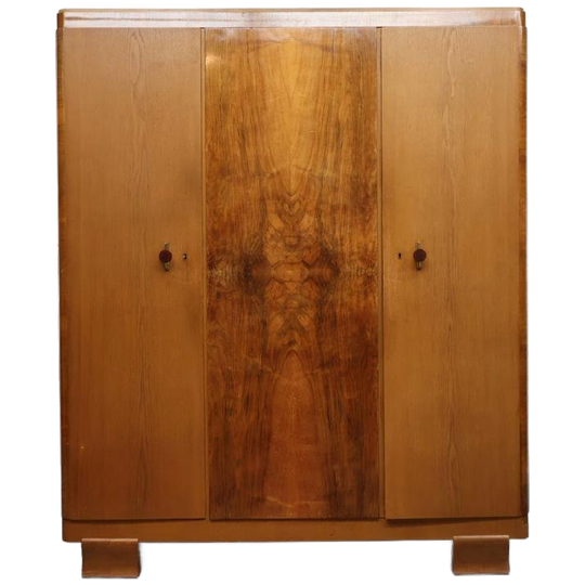 Vintage Kledingkast | Eiken | Noten | 3 Deurs 1