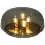 Vintage Design Plafondlamp Rookglas, Wandlamp - Jaren '70 thumbnail 1