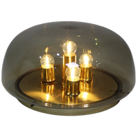 Vintage Design Plafondlamp Rookglas, Wandlamp - Jaren '70