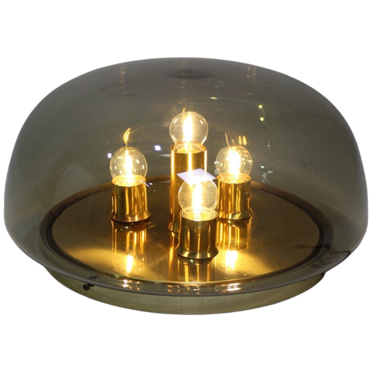 Vintage Design Plafondlamp Rookglas, Wandlamp - Jaren '70 1