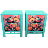 2 Blauwe Nachtkastjes - Eclectisch