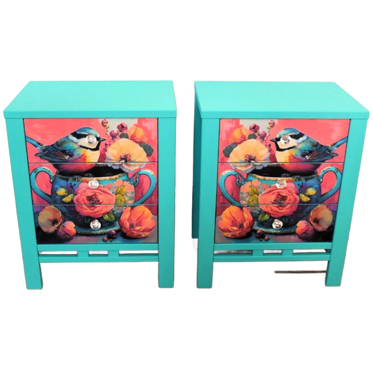 2 Blauwe Nachtkastjes - Eclectisch 1