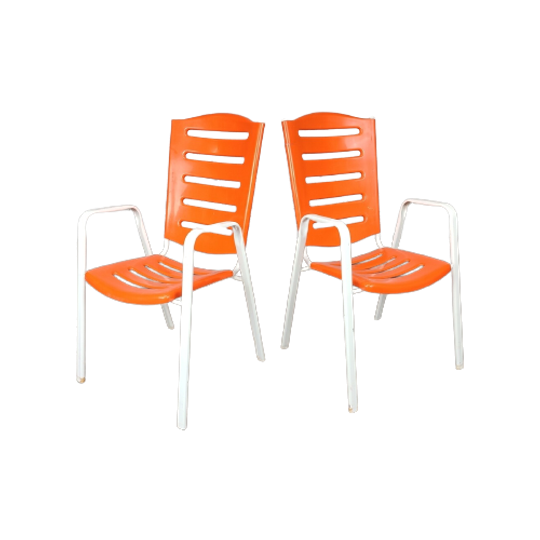 Duo Vintage Oranje Tuinstoelen 1