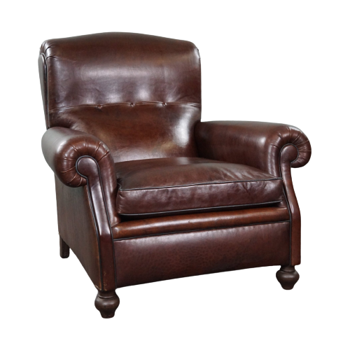 Recent Nieuw Gestoffeerde Oude Engelse Armchair Schapenleer Donkere Kleur