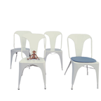 4X Tolix Style Eetkamerstoel Vintage Design Witte Stoelen thumbnail 1