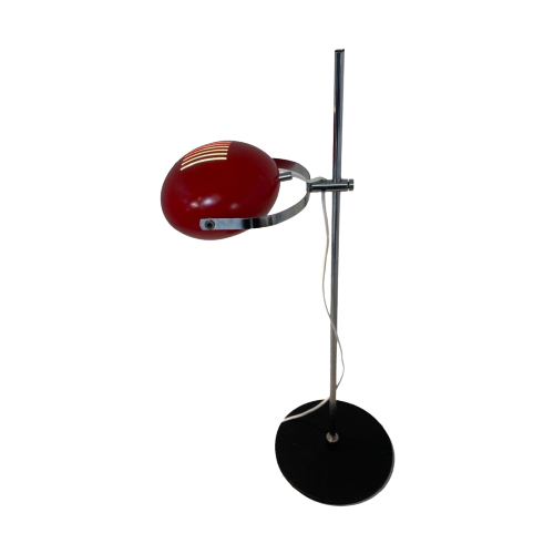 Herda - Space Age Table Lamp - Red Shade, Black Base And Chromed Upright (Rare Model)