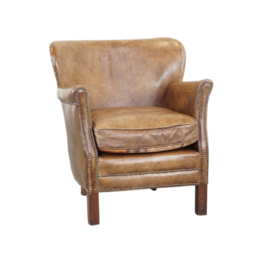 Leuke, Subtiele Rundleren Fauteuil Met Een Omkeerbaar Kelim Zitkussen 1