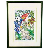 Geborduurd Schilderij Papagaai Vogel