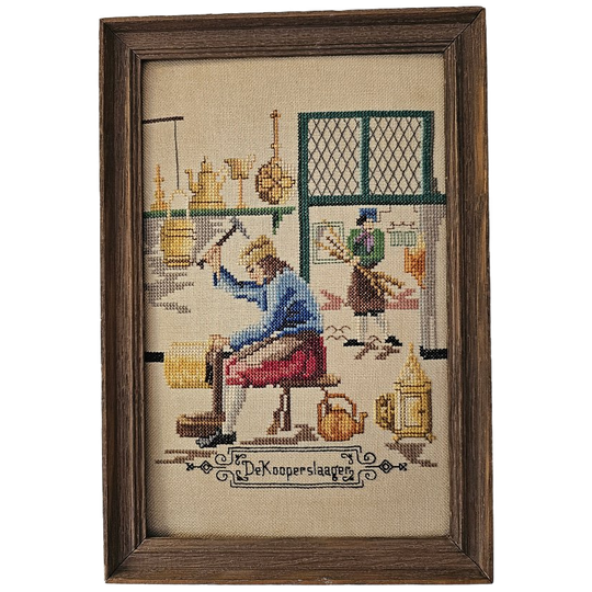 Geborduurd Schilderij "de Koperslaager" 1