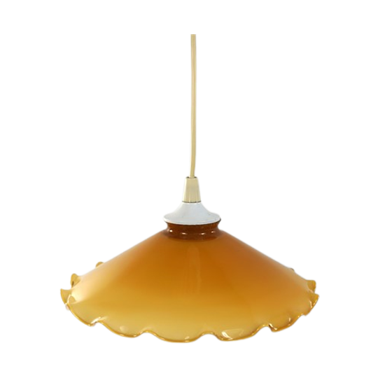 Vintage Lampenkap Opaline Geschulpt – Oker/amber 1