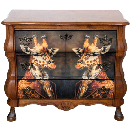 Bruin, Houten Buikkastje “giraffen” - Eclectisch 1
