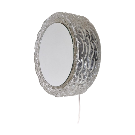 Wandspiegel Met Verlichting – Vintage Glazen Wandlamp Plus Spiegel – Space Age - (ml49) 1