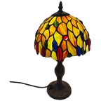 Tiffany Style Table Lamp - Stained Glass Shade And Decorative Base - Ca. 1980’S (No Cracks) thumbnail 1