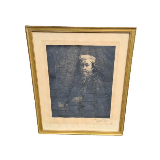 Aquatint Van Rembrandt Door J.m. Michel Cazin Begin 20e Eeuw 1