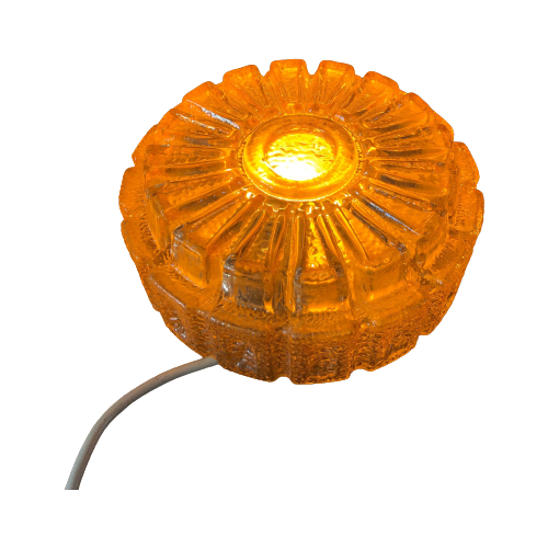 Midcentury Gouden Glas Plafonniere , Plafond Of Wandlamp. Sunburst Glazen Lamp