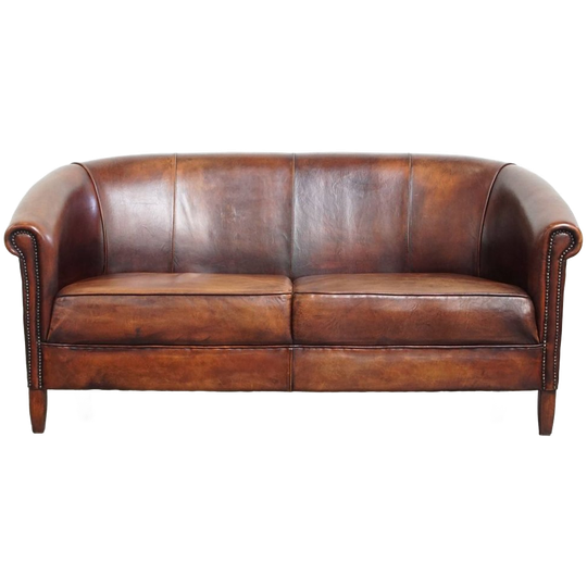 Schapenleren 2.5 Zits Clubbank Met Een Prachtige Warme Kleur En Een Mooi Patina 1