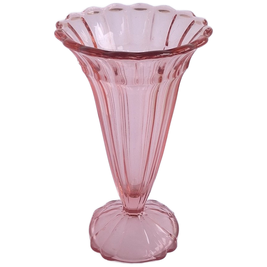 Elegante Roze Art Deco Vaas 28 Cm, Val Saint Lambert, Jaren '30 1
