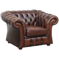 Luxe En Imposante In Goede Staat Verkerende Rundleren Chesterfield Clubfauteuil In Engelse Stijl