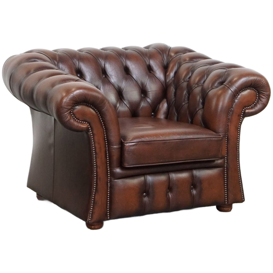 Luxe En Imposante In Goede Staat Verkerende Rundleren Chesterfield Clubfauteuil In Engelse Stijl 1