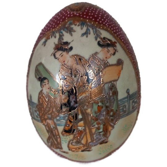 Brocante Cloisonne Ei Is Echt Groot 18Cm Japanse Dames Enz 1