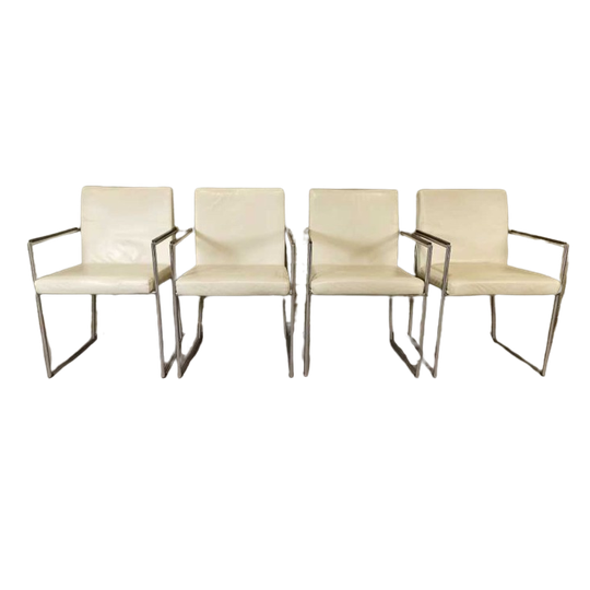 Set Van 4 Vintage Harvink Leren Eetkamerstoelen / Stoelen 1