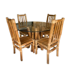 Vintage Boho Bamboe Eetkamerset - Eettafel Met Stoelen thumbnail 1